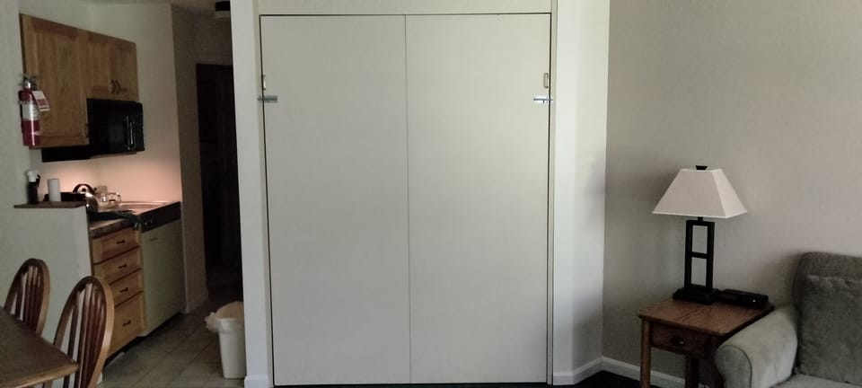 Queen size Murphy bed. Or choose the queen size sofa bed.