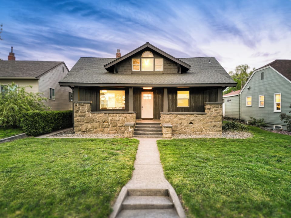 The front porch is covered and perfect for morning coffee