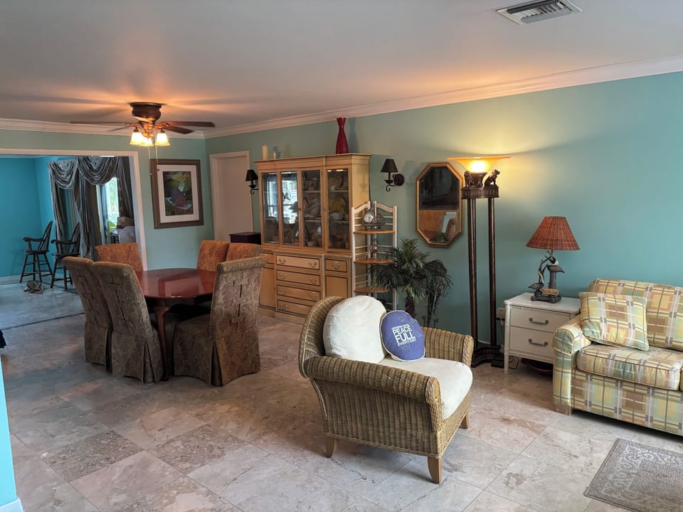 View from Entry toward dining room and front room