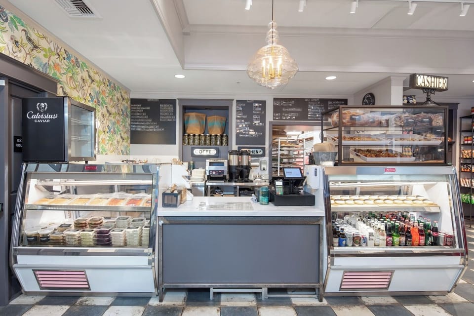 Grab artisanal bites and drinks from the curated counter display