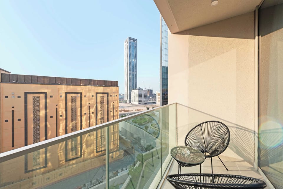 Balcony spot perfect for fresh air & golden-hour views