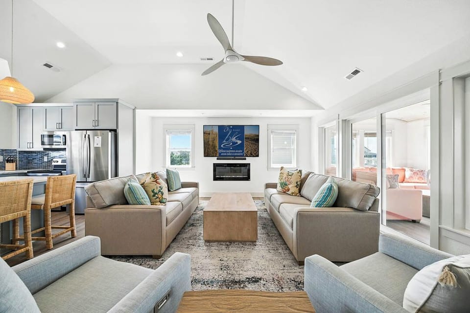 Top-Level Living Room with Deck Access