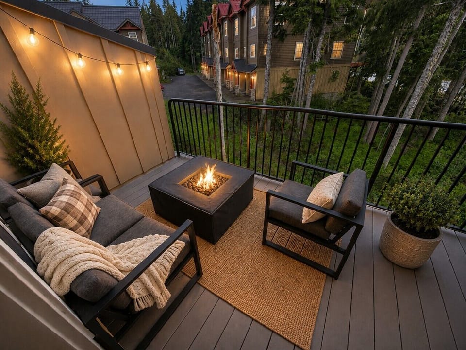 The back deck has a gas fire.