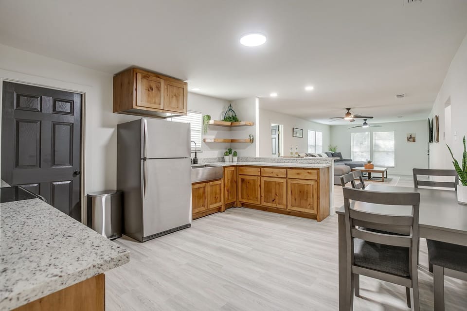 Whether you’re dining in or entertaining, this space is designed for flow and function.