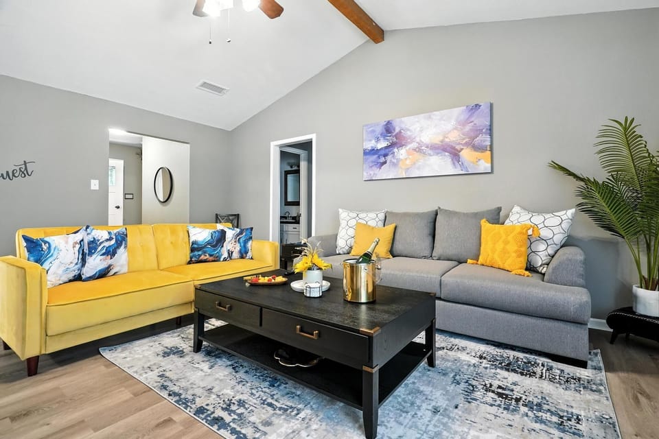 Comfortable sofa for lounging or movie nights.