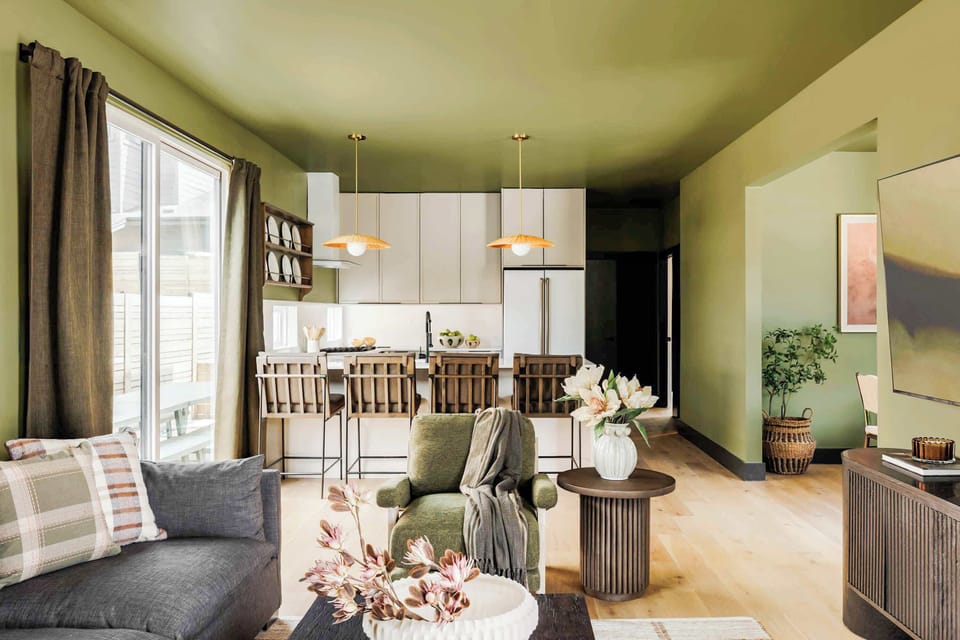 Modern  kitchen & Living Room  Layouts are identical. Colors and finishes may vary by assigned unit