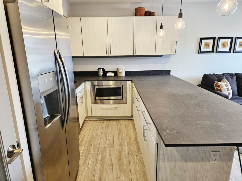 Indoors, Kitchen, Floor, Appliance, Microwave