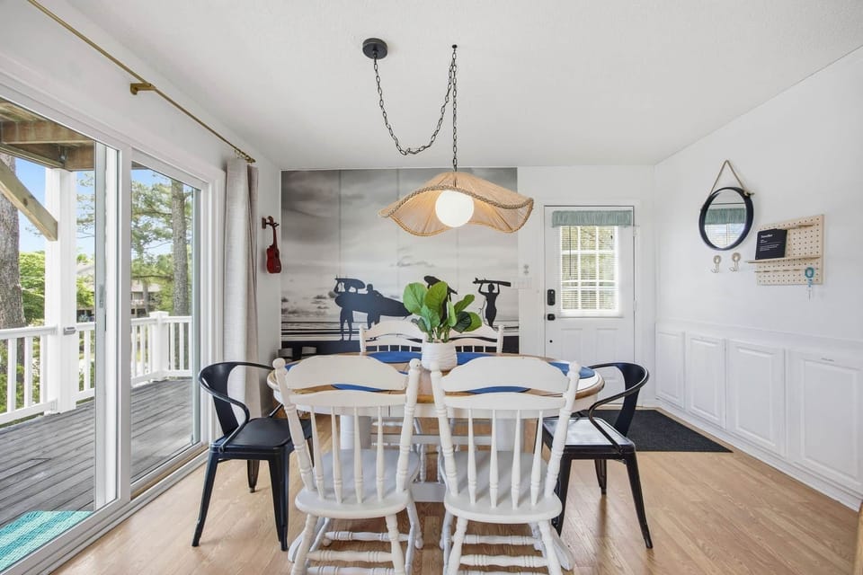 Dining space with access to deck