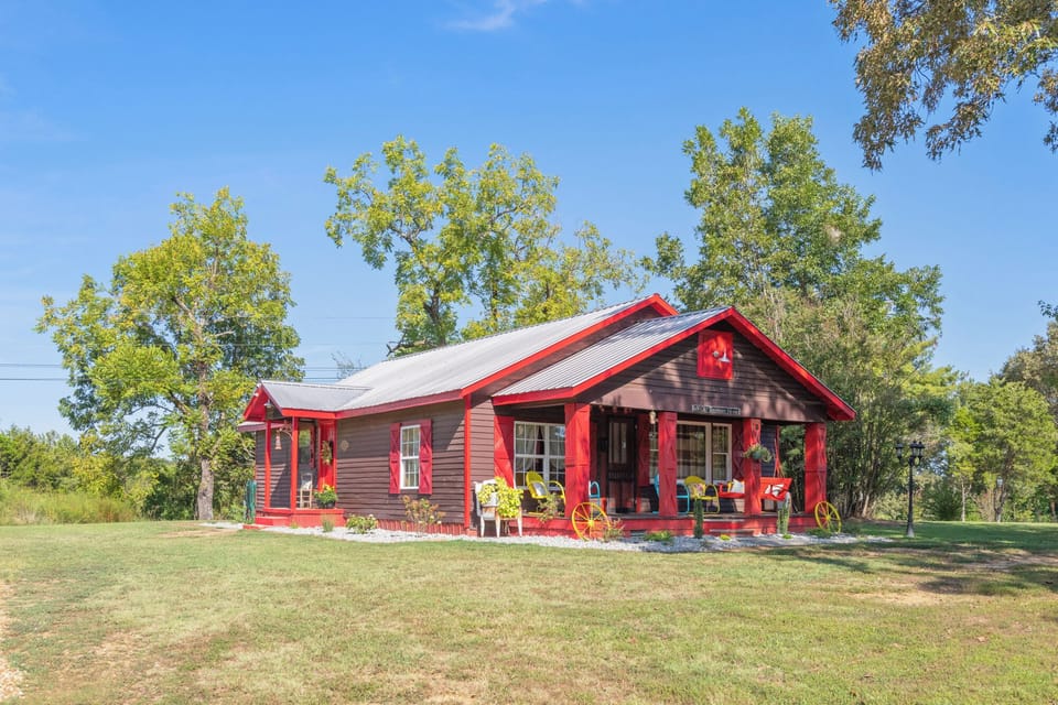 This beautiful cabin sits on a corner lot that is over an acre of land.