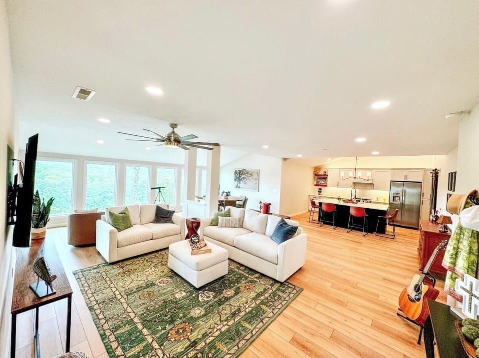 Spacious Open Living Room & Kitchen