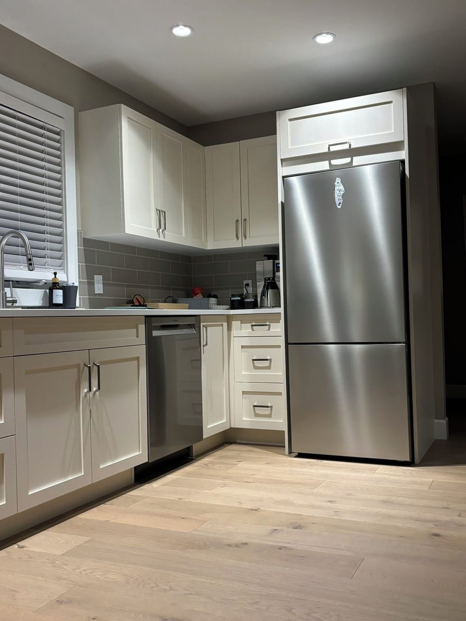 The full kitchen includes all new stainless steel appliances