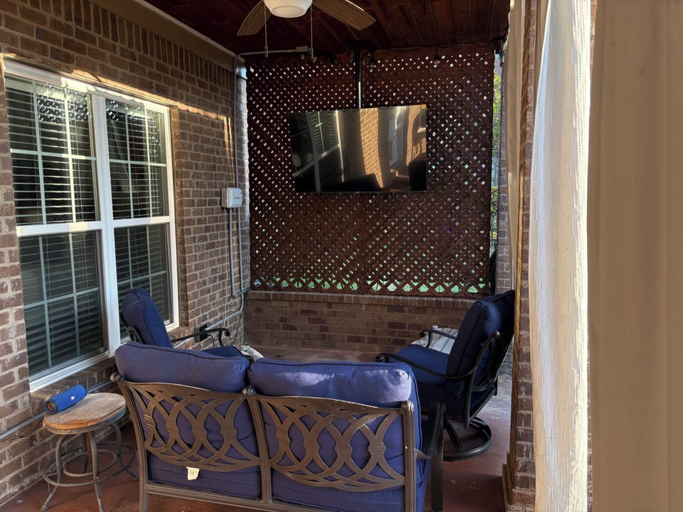 Outdoor patio and TV