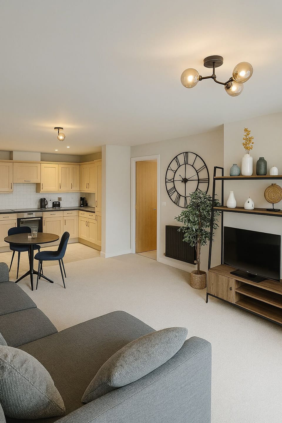 Living room and kitchen
