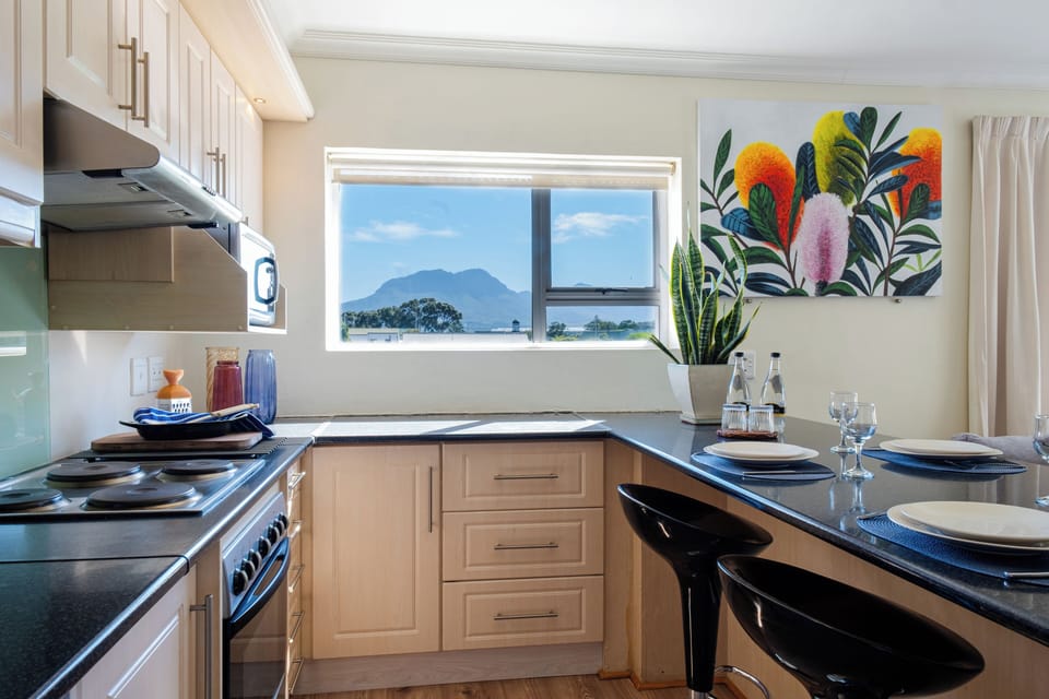 Beautiful views of the mountains from the kitchen.