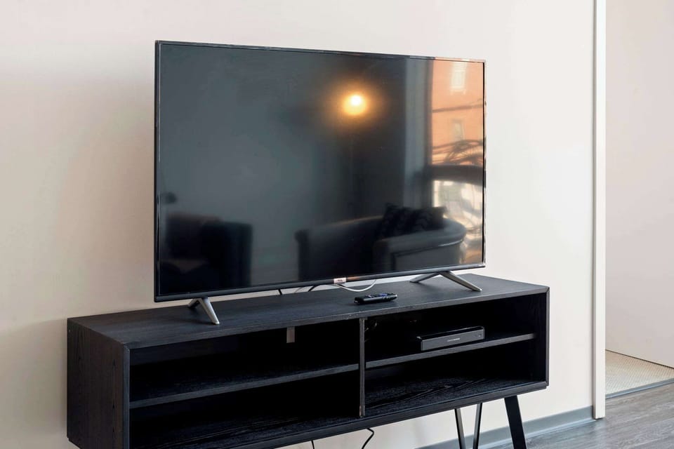 Sleek black media console