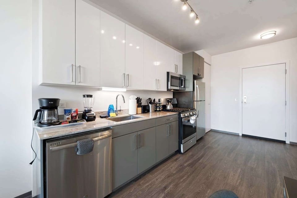 Modern stainless steel appliances