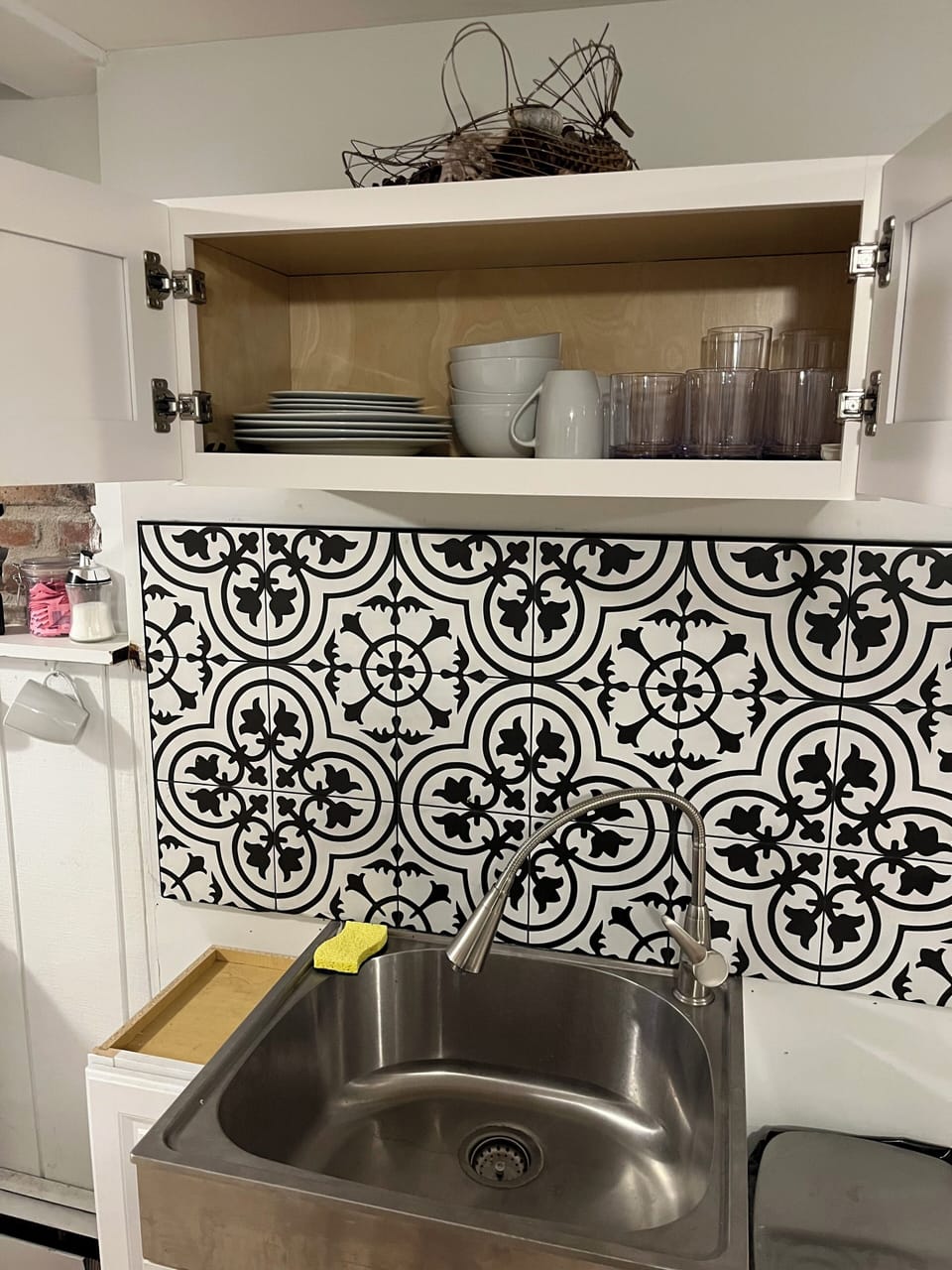 Dishes and silverware for four