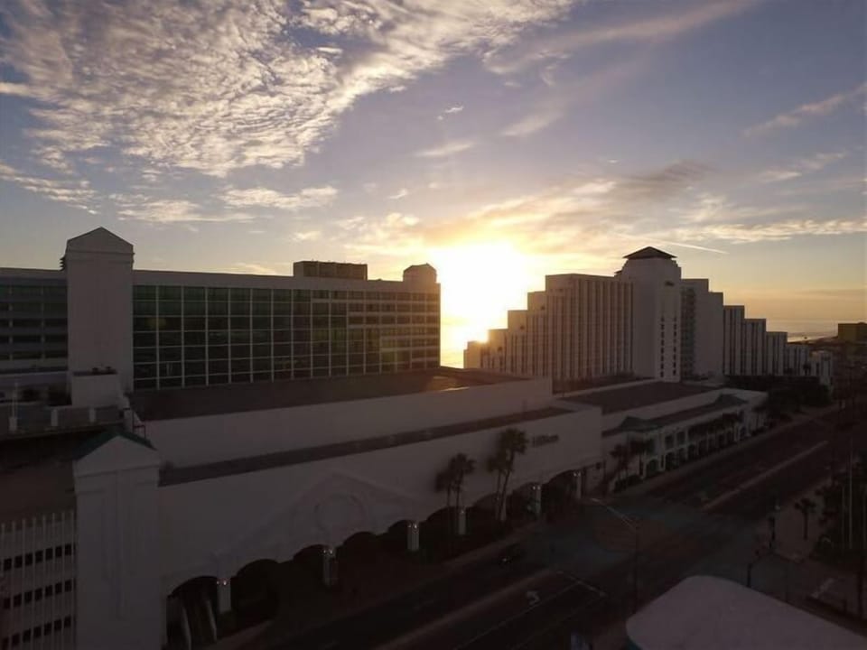 Watch the sunset paint the skyline from above the shore.