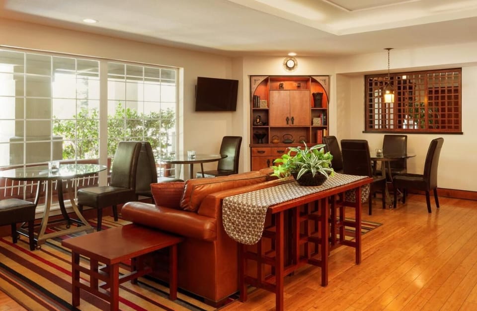 Sip coffee and settle in with comfy seating and sunlight.