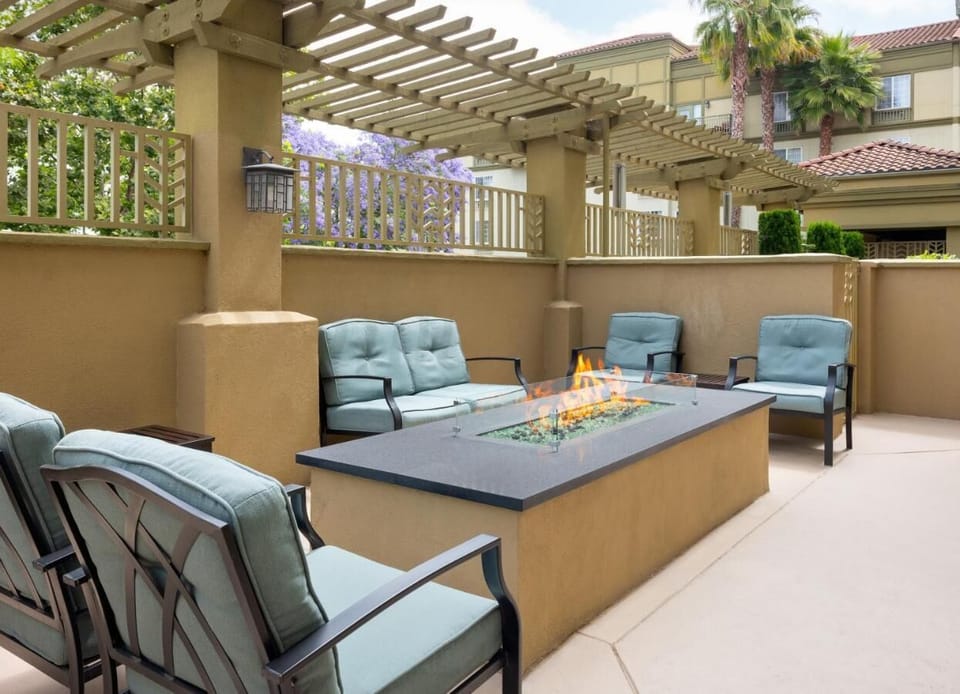Firepit and garden view combined
