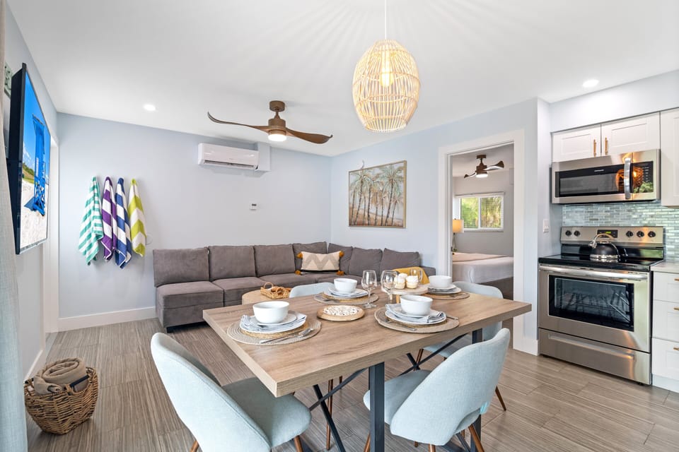 The Living Area Connects Directly to the Front Door and the Bedroom