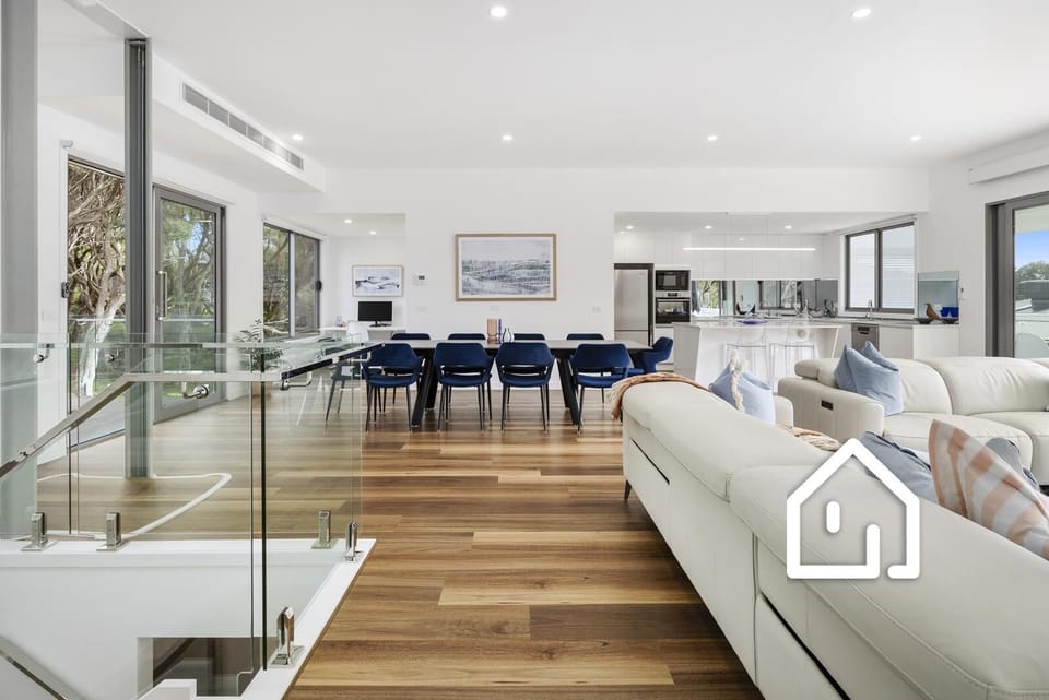 Main open plan living area (on the first floor), kitchen, dining and lounge