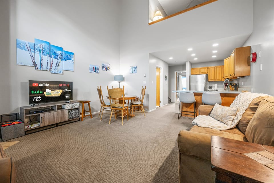 An open floor plan provides seamless communication with friends and family.