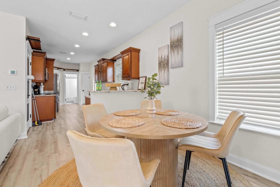 Open dining and kitchen space