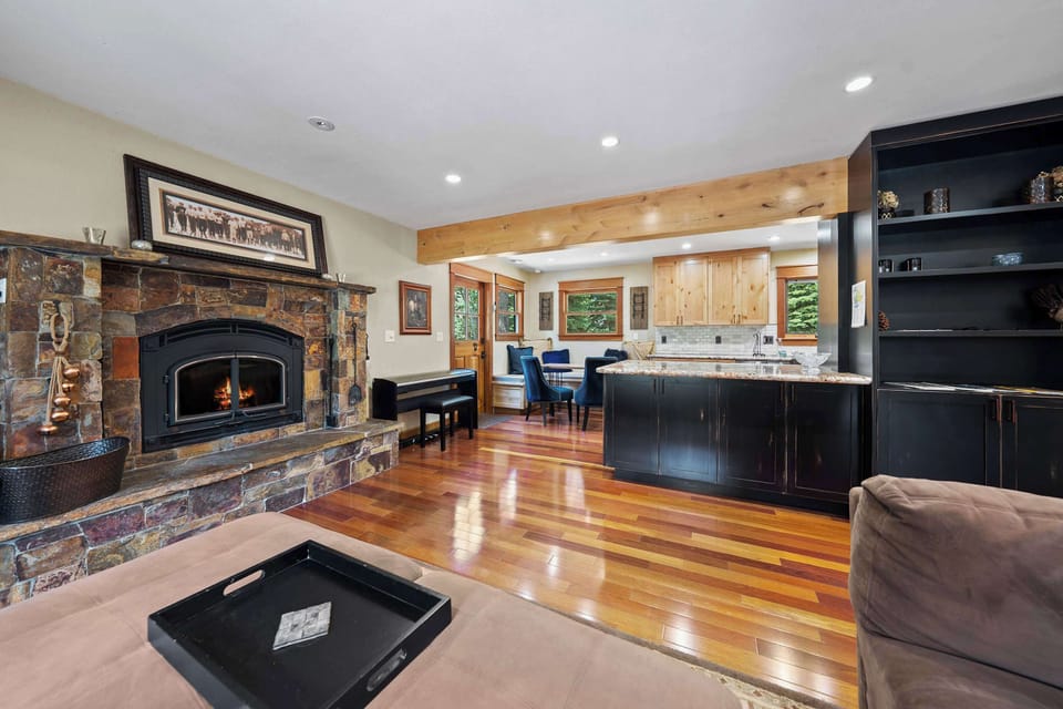 Open living area with Smart TV
