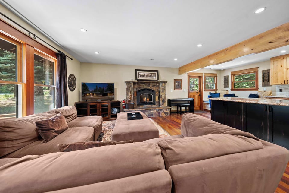 Open living area with Smart TV