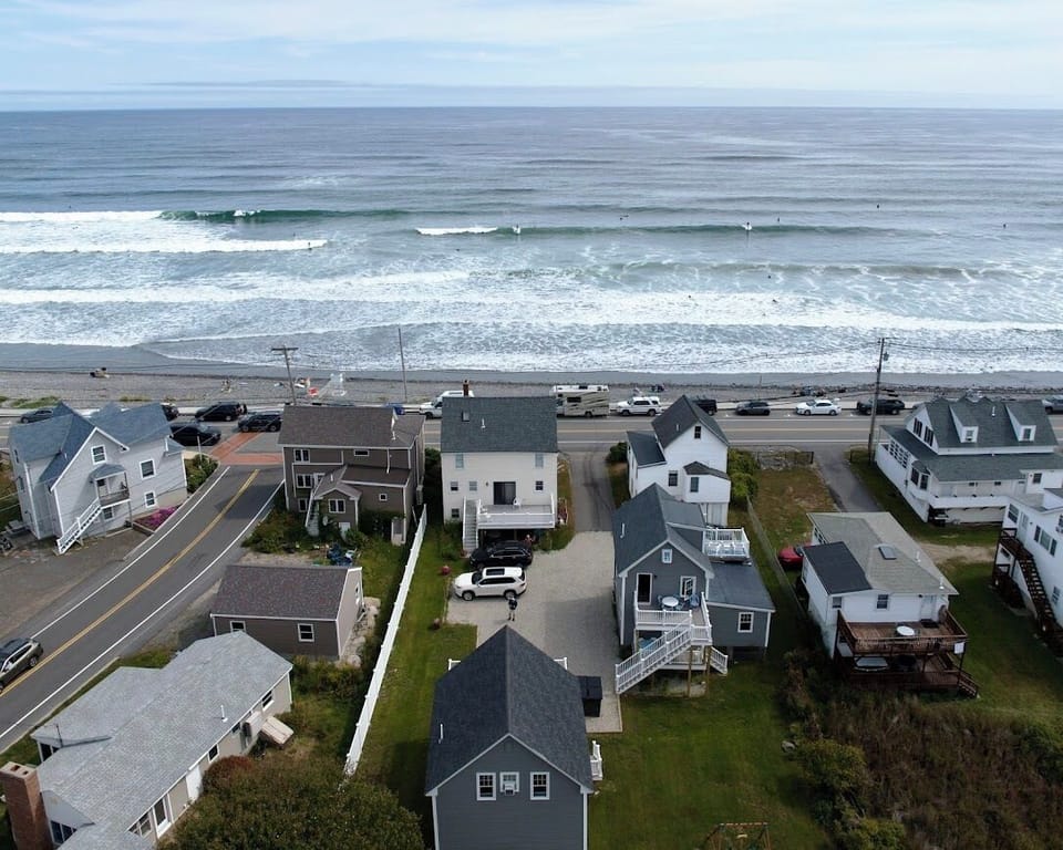 Arial view Sea Spray Cottages.  Sea Bright  cottage, second to the left.