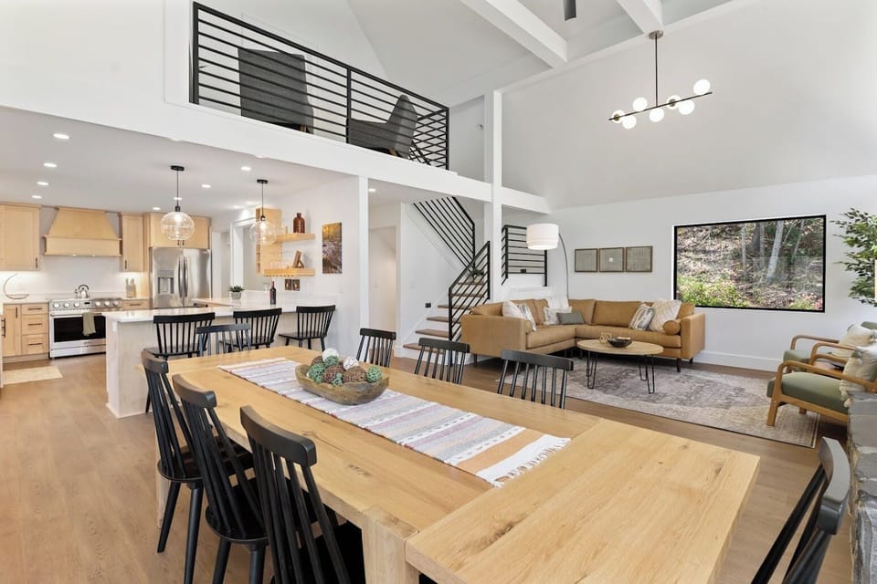 Eating, cooking, and relaxing all in one open space!