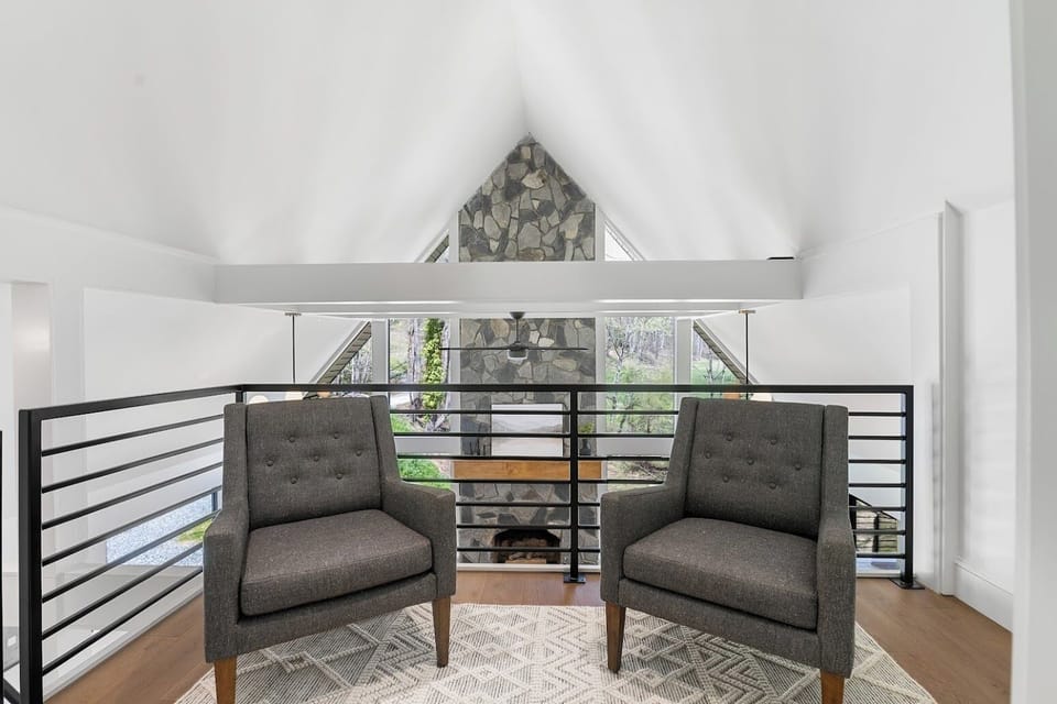 Loft seating overlooking the main area.