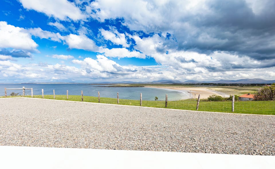 View of Golden Strand beach from the living room terrace