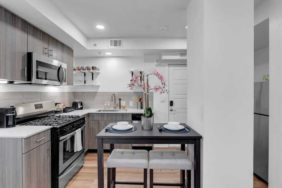Fully stocked kitchen for your cooking needs.