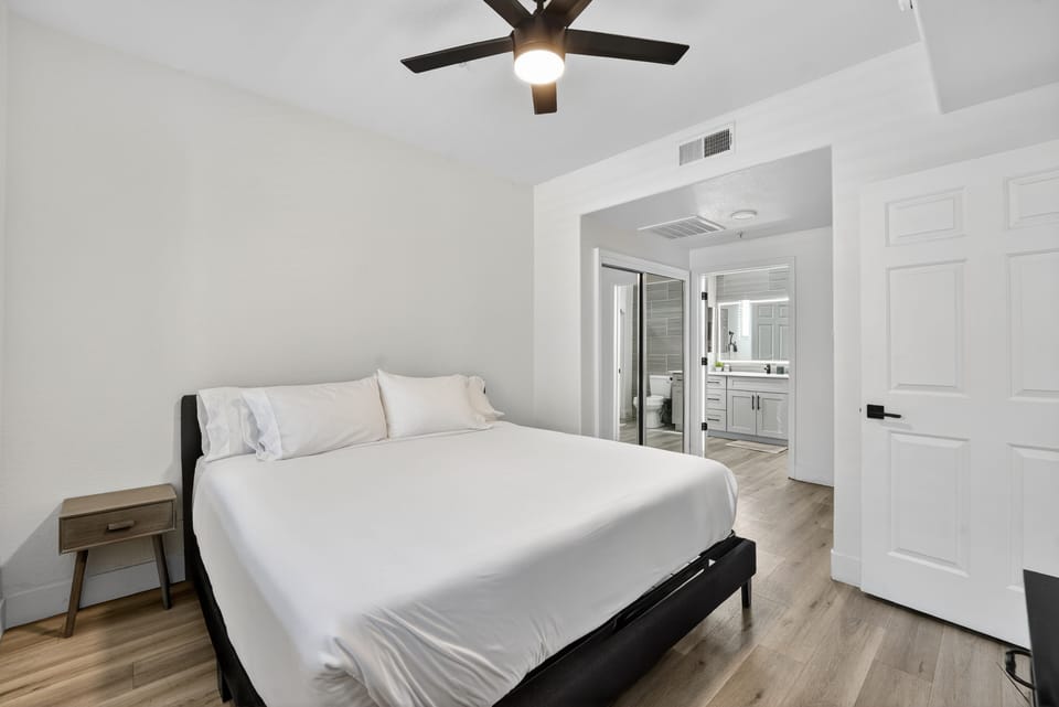 Indoors, Appliance, Ceiling Fan, Bed, Furniture