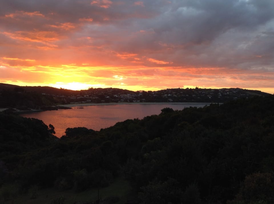 Middle level balcony view at sunset