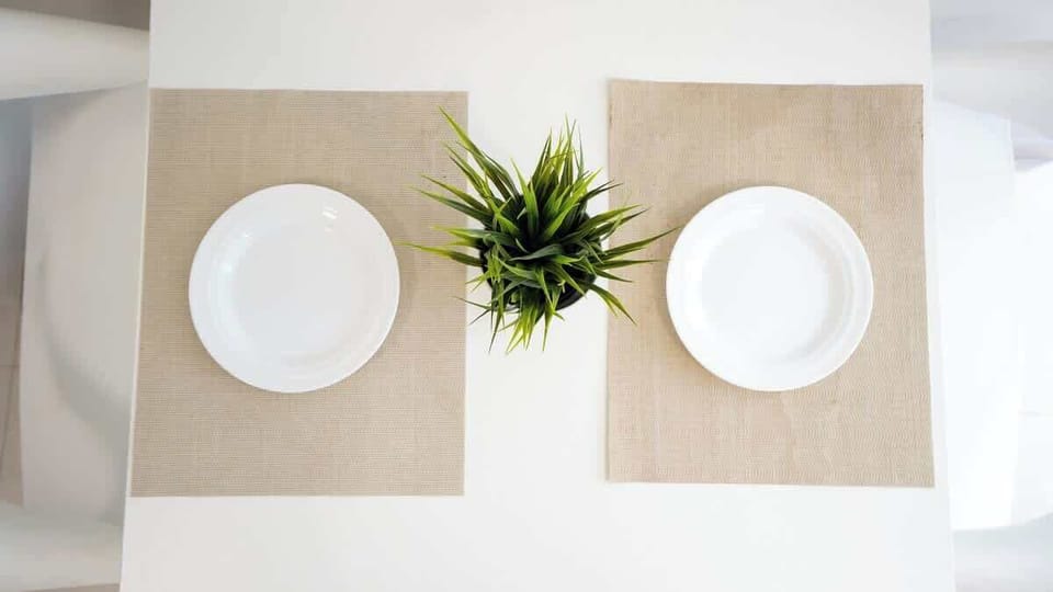 A simple dining setup ready for breakfast or takeout favorites.