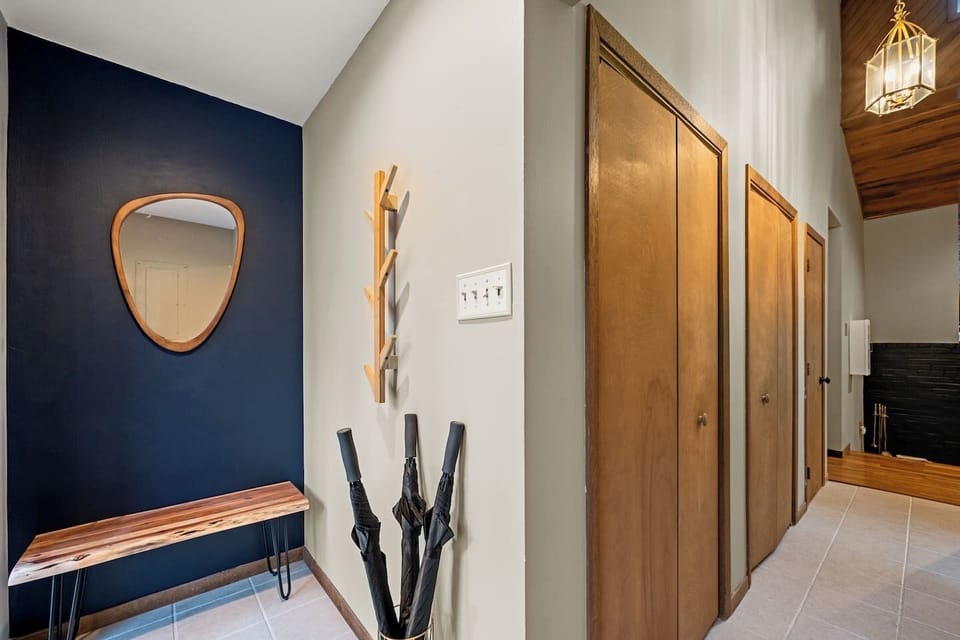 Entryway.  Umbrellas are available to borrow if you need to leave during a rainstorm. 