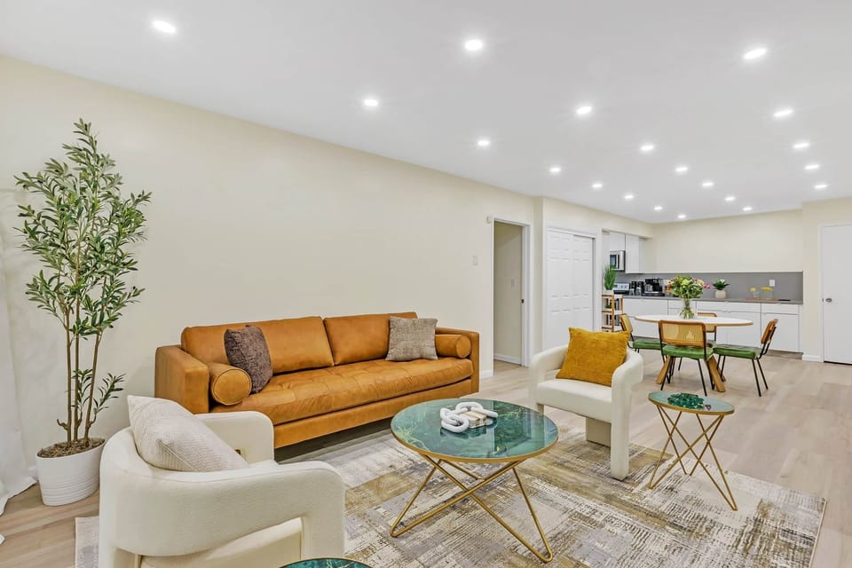 Open-concept dining and living