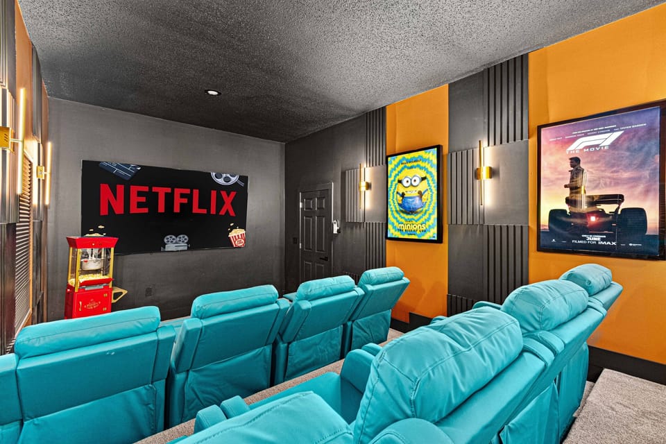 Cozy up for movie night in your private 12-seater theater!