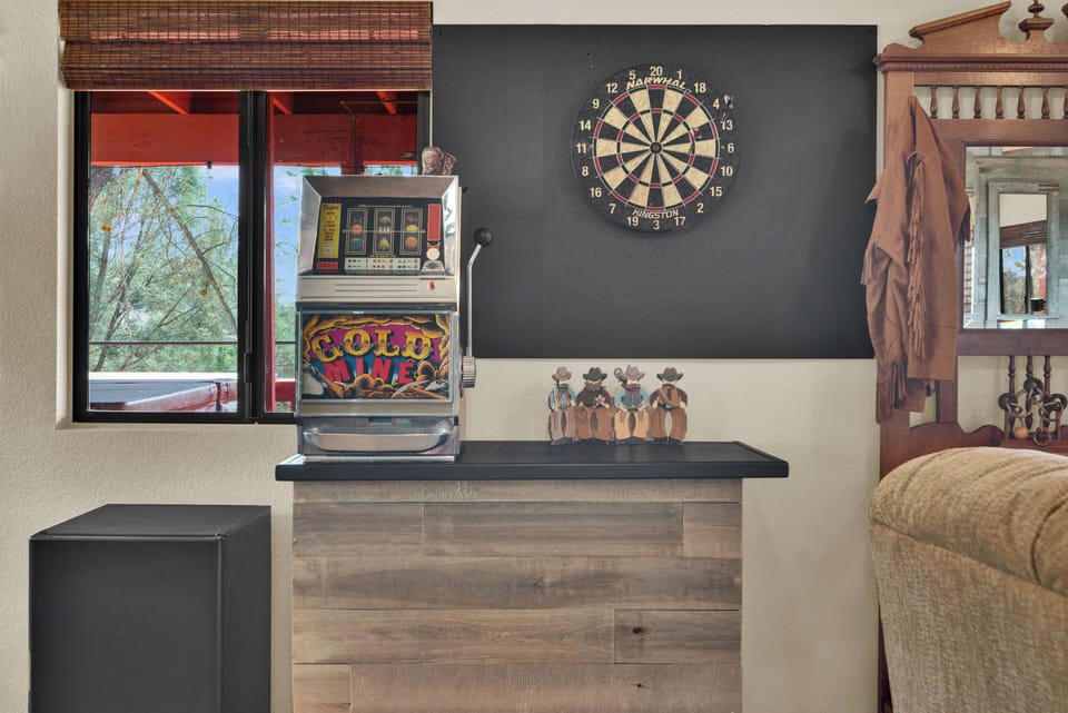 Kick back with a dart board and warm window light
