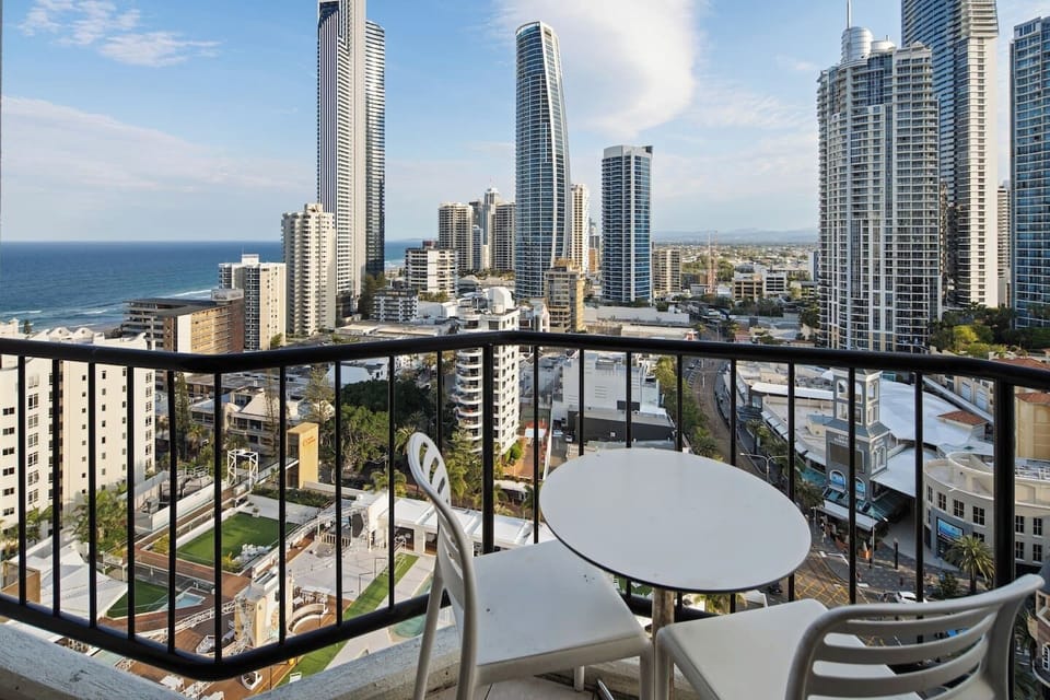 Take in panoramic views stretching from the Pacific Ocean to the distant hinterland from your private balcony.