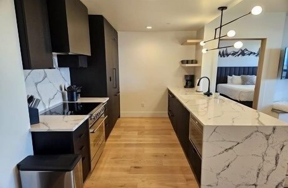 Indoors, Kitchen, Bed, Furniture, Lamp