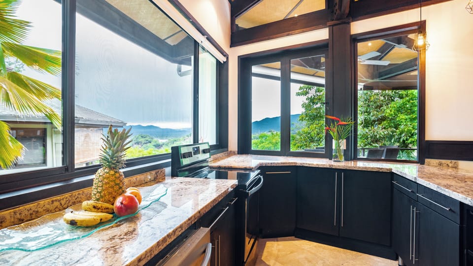 Enjoy a panoramic view while preparing meals or drinks
