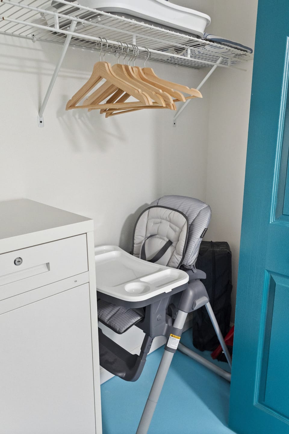 Baby-friendly high chair provided for little guests to join mealtime comfortably.
