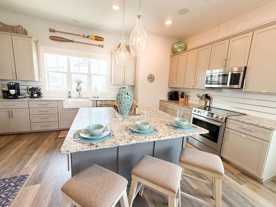 Large kitchen fully stocked with everything you need to cook and entertain with ease.