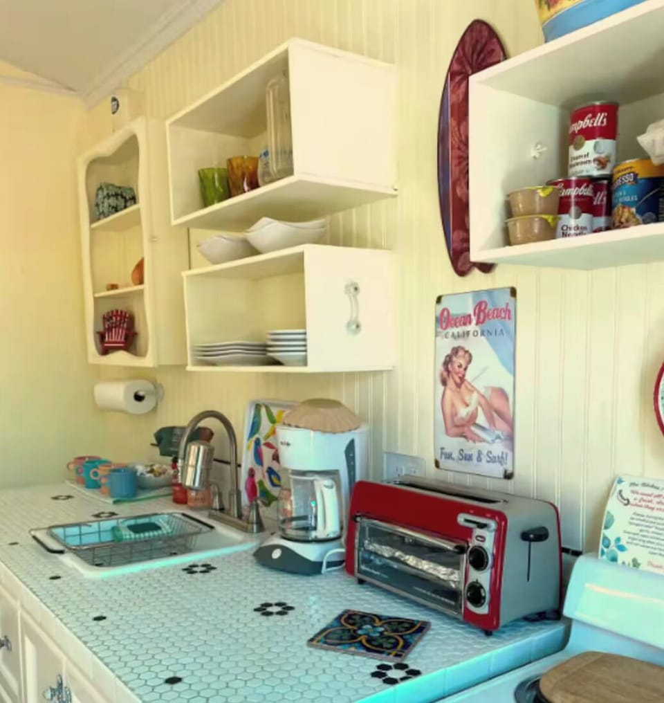 Kitchen has all the comforts of home.  Tiny house in San Diego, CA North Park
