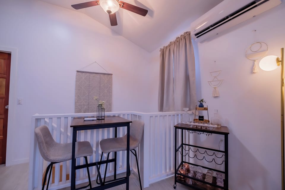 Seating area and bar cart
