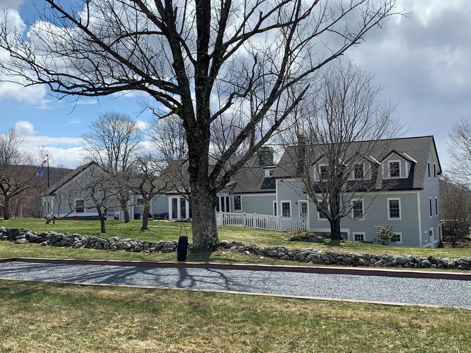 House, apple orchard, rear patio and bocce court